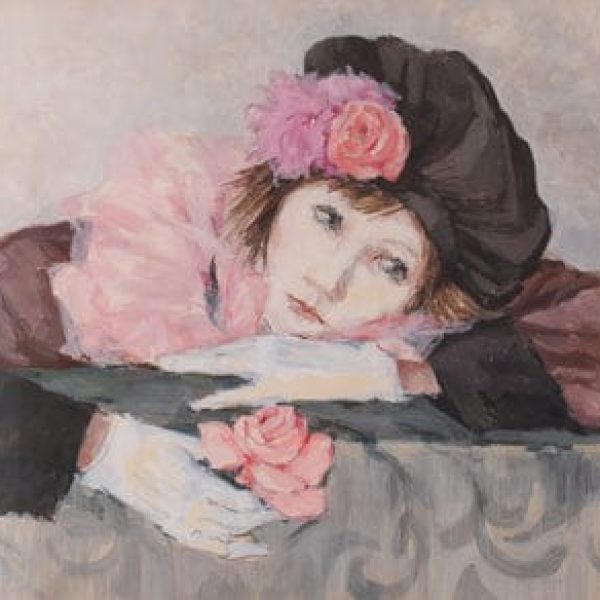 Portrait of a Lady with a Rose in the Style of Manet