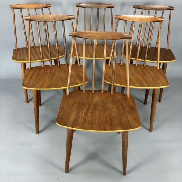 Set of Six Danish Folke Palsson Chairs 1960s