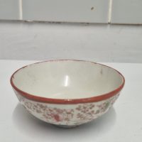 Japanese eggshell porcelain bowl with hand-painted geisha motif