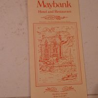 Vintage paper menu or brochure for Maybank Hotel and Restaurant