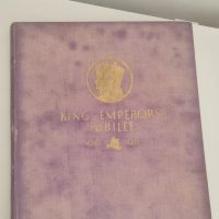 Hardcover book titled ‘King Emperor’s Jubilee 1910-1935’ by F.G.H. Salusbury, published by Daily Express Publications