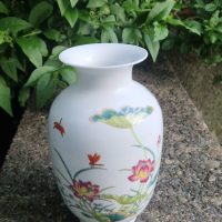 Porcelain vase with polychrome floral and insect decoration