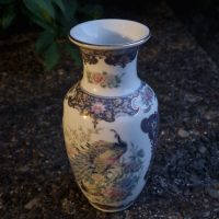 Porcelain vase with peacock and floral decoration, Japanese export ware