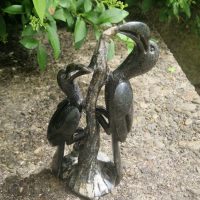 Serpentine stone sculpture titled ‘Hornbill Pair’ by Shona artisan