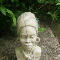 Butter jade stone bust titled ‘African Woman’ by Shona artist