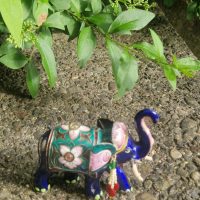 Sterling silver Meenakari enamel elephant figurine