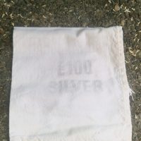 Vintage British canvas banking money bag marked ‘£100 SILVER’