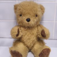Vintage mohair teddy bear with jointed limbs and felt paw pads