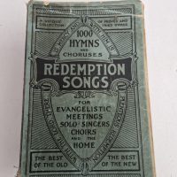Vintage hymnal book titled ‘Redemption Songs: 1000 Hymns and Choruses’ published by Pickering &amp; Inglis