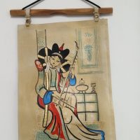 Chinese pith paper painting depicting a female figure in traditional dress