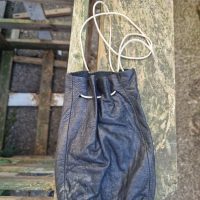 Vintage leather drawstring bucket bag