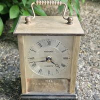 Brass carriage clock by Metamec