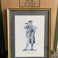 Watercolor print depicting an 18th-century gentleman in period costume