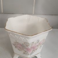 vintage hexagonal ceramic footed plant pot