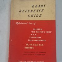 Ready Reference Guide catalog for Columbia, His Master’s Voice, M.G.M., Parlophone, and Regal-Zonophone 78, 45, and 331/3 R.P.M. records, July-December 1955