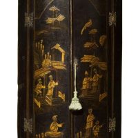 18thc bowfronted lacquered corner cupboard