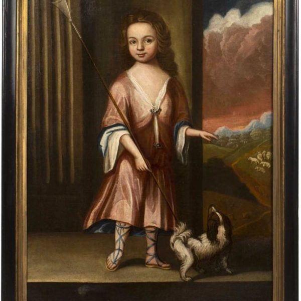 18th Oil Portraits Young Boy Jonathan King Circle Of Charles D&#8217;agar Antique Paintings Spaniel Dogs