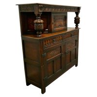 19th Century Arts %26 Crafts Gothic Carved Oak Court Cupboard