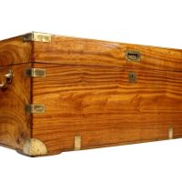 19th Century Camphor Wood and Brass-Bound Campaign Trunk, circa 1880