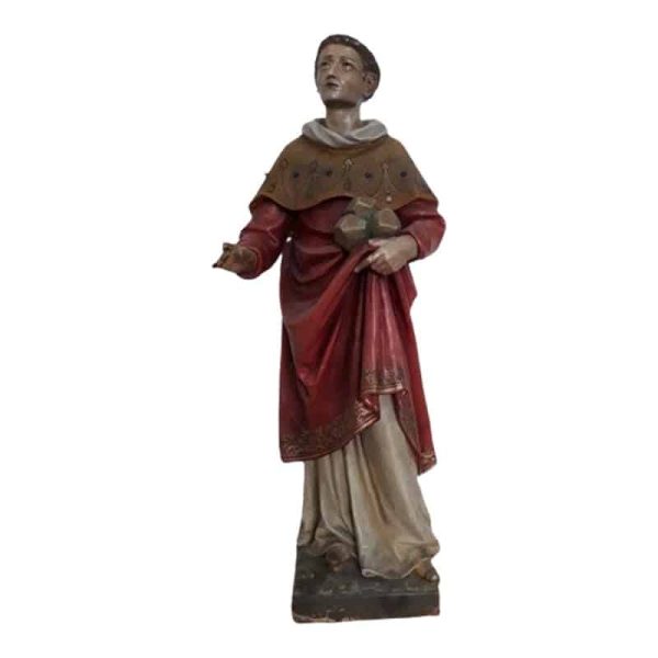 Antique Carved and Polychrome-Painted Figure of a Saint