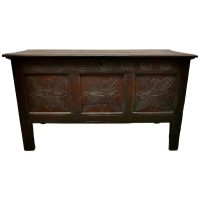 19th Century Carved Paneled Oak Coffer