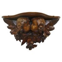 19th Century Carved Wood Cherub Wall Bracket