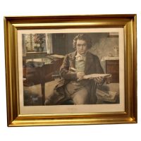 19th Century Framed Print of Beethoven A portrait of Beethoven