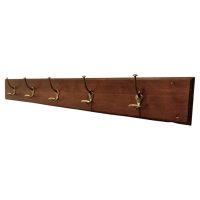 19th Century French Long Oak 5 Double Peg Coat Rack