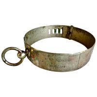 19th Century French Nickel Silver Hunting Dog Collar with Engraved Pro