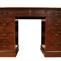 19th Century Mahogany Pedestal Desk with Leather Top – Circa 1860