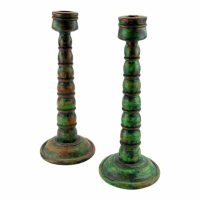 Early 19th Century a Pair Vintage Wooden Candelstick