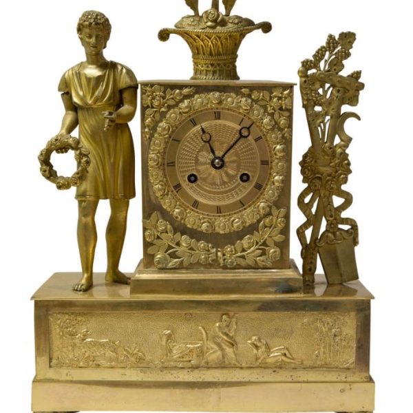 19thc French ormolu mantel clock circa 1830 with original gilding