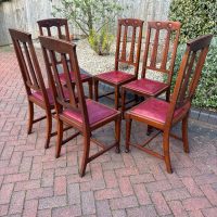 Set of Six Arts &amp; Crafts Walnut Dining Chairs