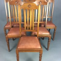 Set of Six Arts &#038; Crafts Walnut Shapland &#038; Petter Dining Chairs c1900