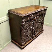 2 Door Carved Gothic Oak Cupboard, Sideboard
