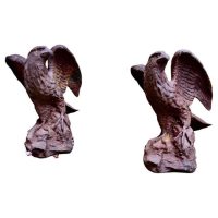 2 Old Weathered Cast Iron Eagle Statues.
