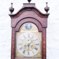 SOLD 18th c Marquetry Automaton longcase clock.