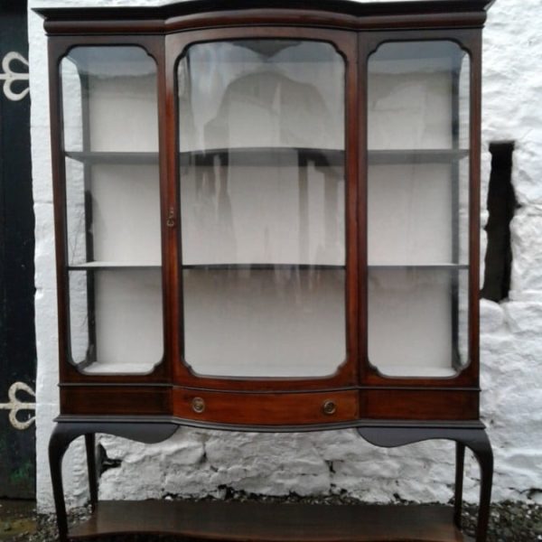 SOLD Edwardian mahogany bowfront display cabinet
