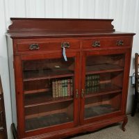 Antique Edwardian Pine Cabinet Bookcase