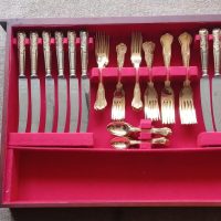 An 112 Gold Colour Stainless Steel Cutlery Set&#8211;Sheffield Stainless Steel