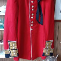 A COLDSTREAM GUARDS GREATCOAT, with GLENGARRY CAP