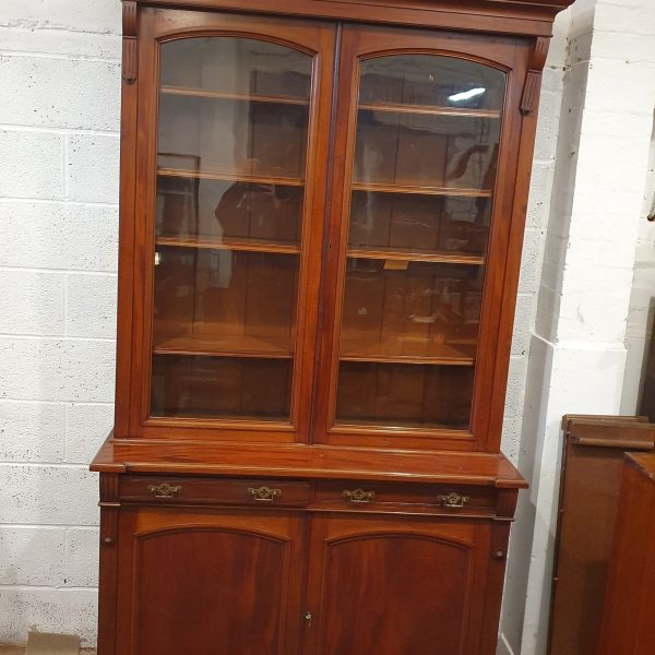 Tall Antique Glazed Top Bookcase