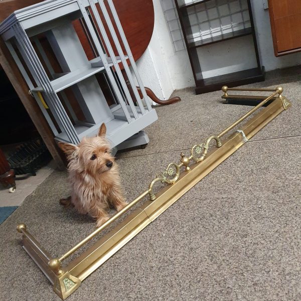 Good Antique Victorian Brass Fire Fender