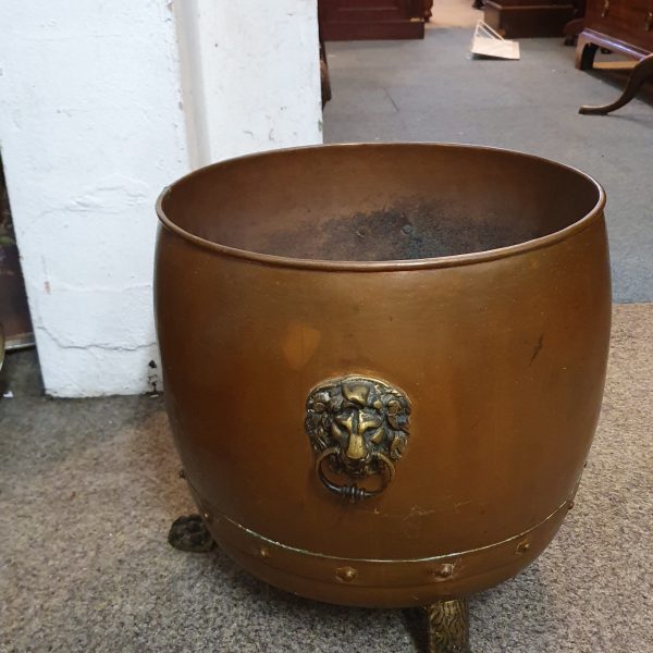 Antique Arts &amp; Crafts Log Bin Jardiniere