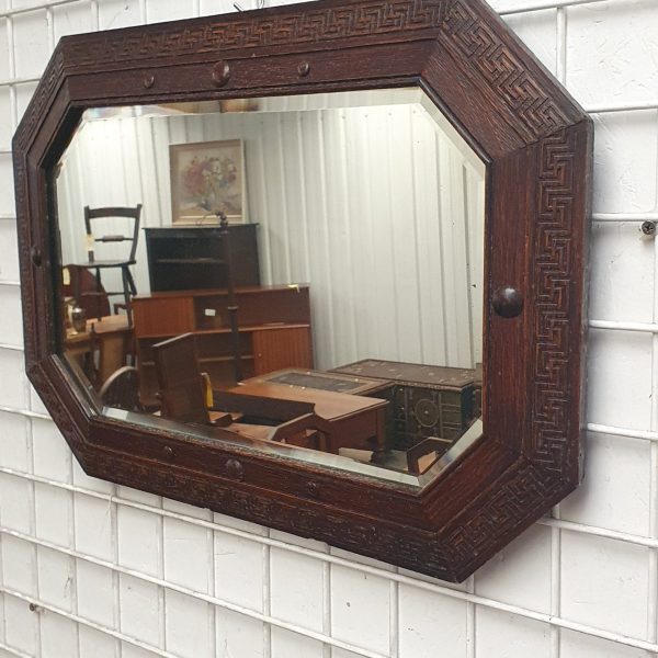 Small Antique Edwardian Oak Mirror