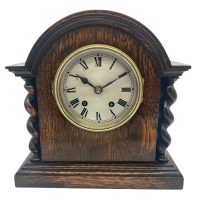 Lovely English Oak Case Astral Mantel Clock – 8 Day gong striking Clock