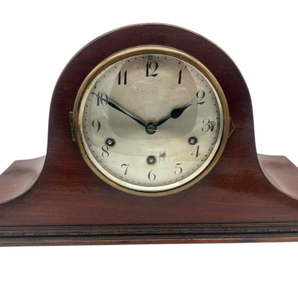 Antique Art deco inspired Napoleon hat shape musical mantel clock