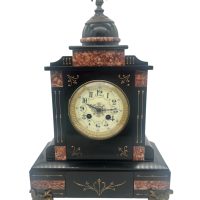 Lovely Slate &amp; red marble Mantel Clock – ca1880