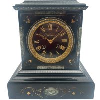 Incredible Antique Slate &amp; Green Marble 8-Day Mantel Clock &#8211; C1870