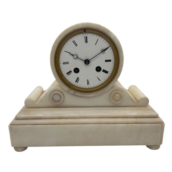 Wonderful French White Alabaster Mantel clock – ca1870